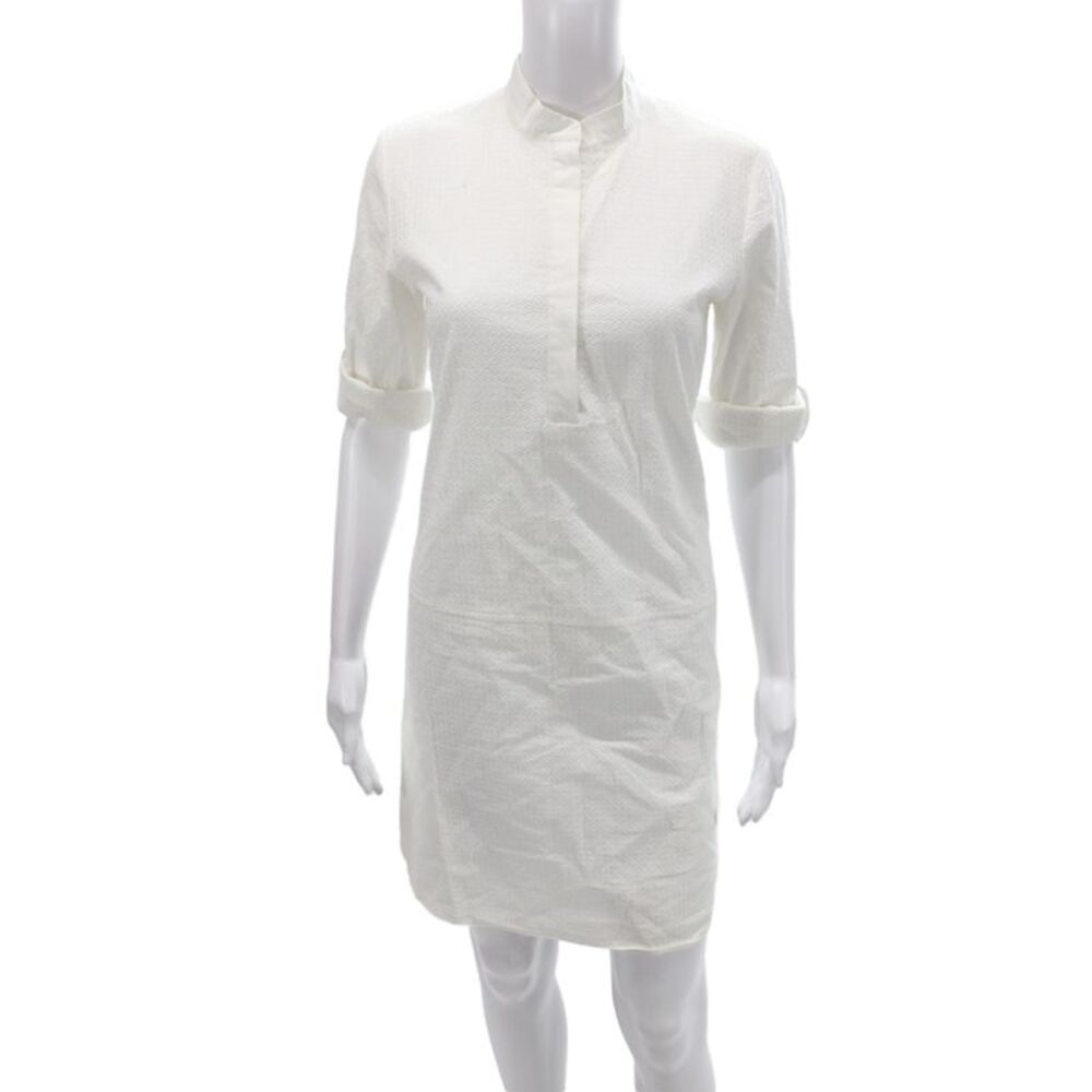 Charlotte Brody Women Shirt Dress White Collared Half Sleeve Above Knee Size S